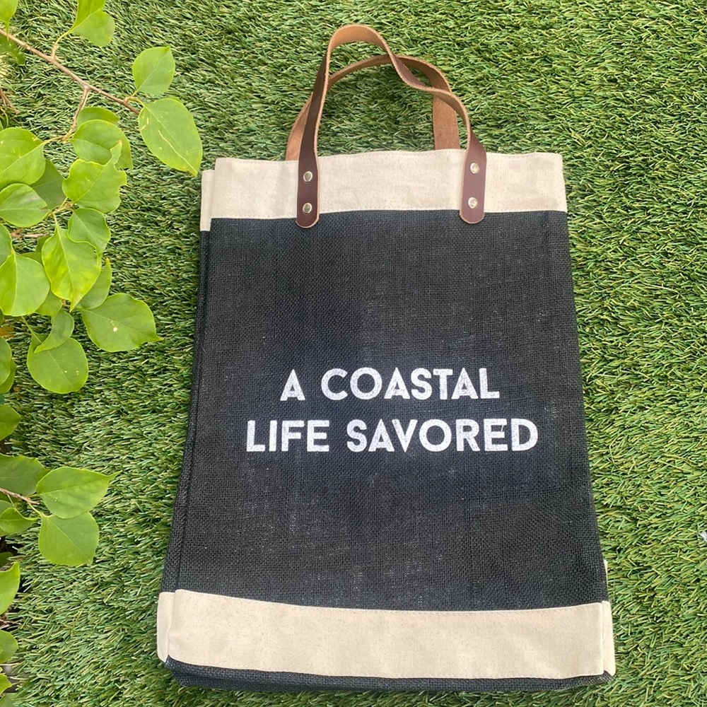 “A Coastal Life Savored” Reusable Tote Bag